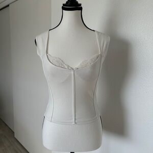 White Lace Trim Corset Bustier Top
